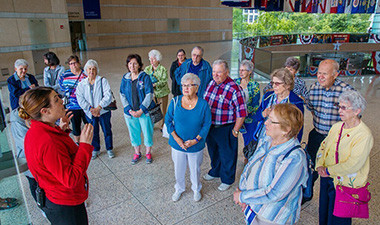 National Constitution Center guide addressing an adult group